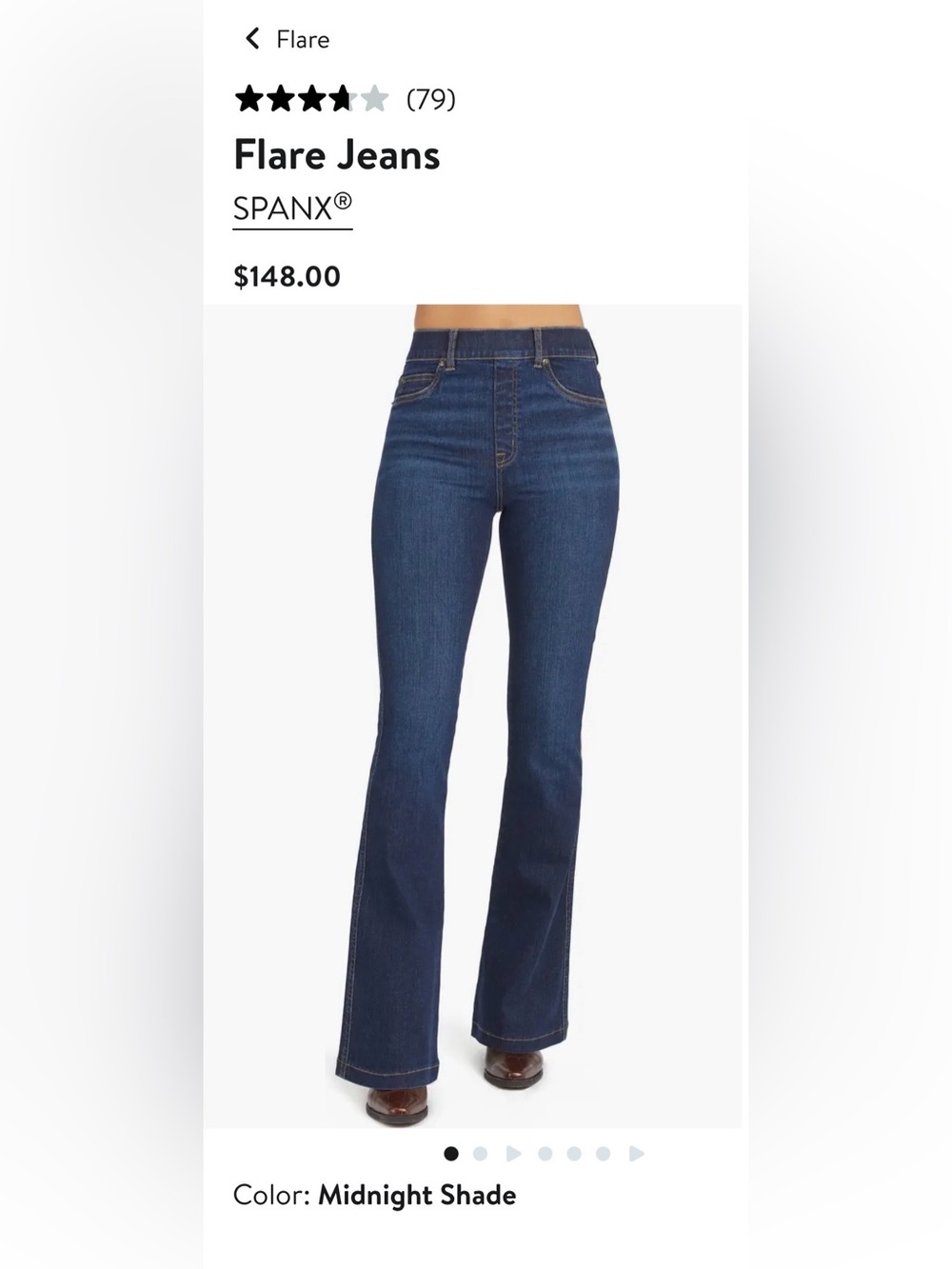 SPANX Midnight Shade High-Rise Flare Jeans
